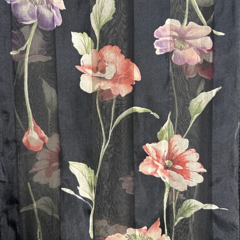 Echo Black Floral Sheer‎ Scarf Wrap Shawl Women's 51